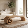 Volutra Sculpted Solid Wood Indoor Bench Natural Oak - Timberustic Bench