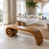 Volutra Sculpted Solid Wood Indoor Bench Teak - Timberustic Bench