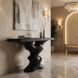 Vylaris Sculpted Solid Wood Console Table Black - Timberustic Console Table