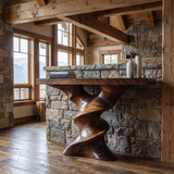 Vylaris Sculpted Solid Wood Console Table Dark Walnut - Timberustic Console Table
