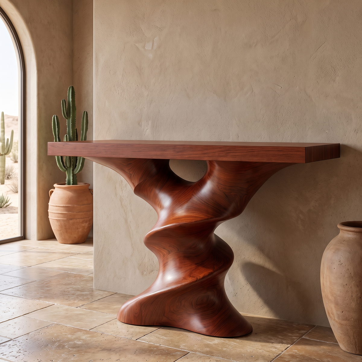 Vylaris Sculpted Solid Wood Console Table Mahogany - Timberustic Console Table