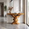 Vylaris Sculpted Solid Wood Console Table Teak - Timberustic Console Table