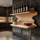 Westhaven Live Edge Handcrafted Floating Shelf Wine SPA898524 Natural Oak - Timberustic Floating Wine Shelf