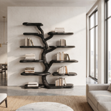Wildgrove Live Edge Solid Wood Tree Bookshelf Black - Timberustic Tree Bookshelf