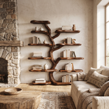 Wildgrove Live Edge Solid Wood Tree Bookshelf Dark Walnut - Timberustic Tree Bookshelf