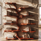 Wildgrove Live Edge Solid Wood Tree Bookshelf Mahogany - Timberustic Tree Bookshelf