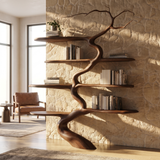 Windhollow Handcrafted Solid Wood Tree Bookshelf Dark Walnut - Timberustic Tree Bookshelf
