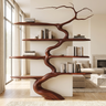 Windhollow Handcrafted Solid Wood Tree Bookshelf Mahogany - Timberustic Tree Bookshelf