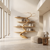 Windhollow Handcrafted Solid Wood Tree Bookshelf Natural Oak - Timberustic Tree Bookshelf
