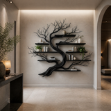 Windmere Handcrafted Solid Wood Floating Tree Bookshelf Black - Timberustic Floating Tree Bookshelf
