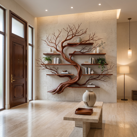 Windmere Handcrafted Solid Wood Floating Tree Bookshelf Mahogany - Timberustic Floating Tree Bookshelf