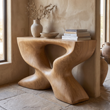 Xavoryn Sculpted Solid Wood Console Table Natural Oak - Timberustic Console Table