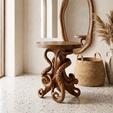 Zeravon Sculpted Solid Wood Pedestal Stand SPA782134 Brown - Timberustic Pedestal Stand