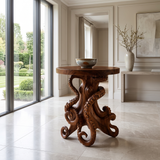 Zeravon Sculpted Solid Wood Pedestal Stand SPA782134 Dark Walnut - Timberustic Pedestal Stand