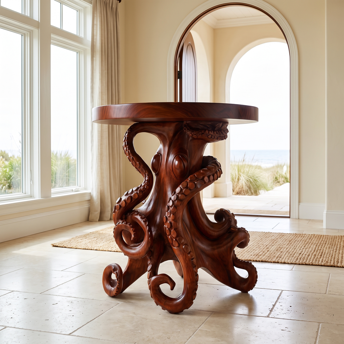Zeravon Sculpted Solid Wood Pedestal Stand SPA782134 Mahogany - Timberustic Pedestal Stand