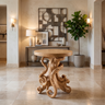 Zeravon Sculpted Solid Wood Pedestal Stand SPA782134 Natural Oak - Timberustic Pedestal Stand
