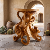 Zeravon Sculpted Solid Wood Pedestal Stand SPA782134 Teak - Timberustic Pedestal Stand