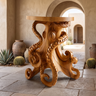 Zeravon Sculpted Solid Wood Pedestal Stand SPA782134 Teak - Timberustic Pedestal Stand