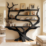 Zerith Sculpted Solid Wood Console Table with Shelves Black - Timberustic Console Table with Shelves