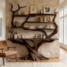 Zerith Sculpted Solid Wood Console Table with Shelves Dark Walnut - Timberustic Console Table with Shelves