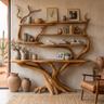 Zerith Sculpted Solid Wood Console Table with Shelves Teak - Timberustic Console Table with Shelves