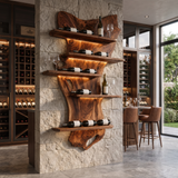 Zorvane Live Edge Solid Wood Floating Wine Shelf SPA345892 Brown - Timberustic Floating Wine Shelf
