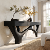 Zorvane Solid Wood Sculpted Console Table Black - Timberustic Console Table