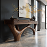 Zorvane Solid Wood Sculpted Console Table Brown - Timberustic Console Table