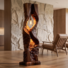 Zorveth Sculpted Solid Wood Floor Lamp Dark Walnut - Timberustic Floor Lamp