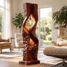 Zorveth Sculpted Solid Wood Floor Lamp Mahogany - Timberustic Floor Lamp