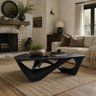 Zorynth Sculpted Solid Wood Coffee Table Black - Timberustic Coffee Table
