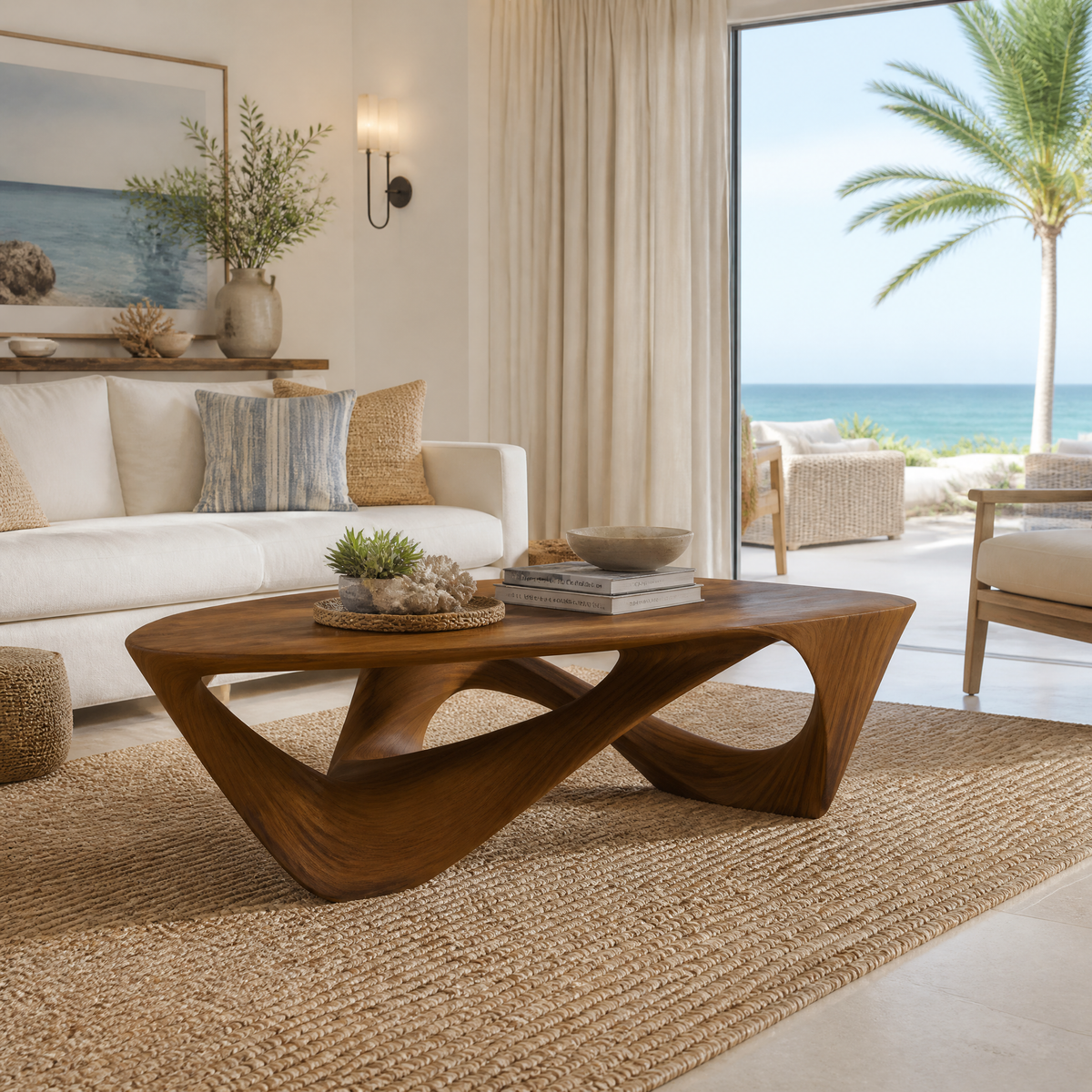 Zorynth Sculpted Solid Wood Coffee Table Brown - Timberustic Coffee Table