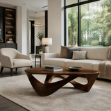 Zorynth Sculpted Solid Wood Coffee Table Dark Walnut - Timberustic Coffee Table
