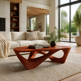 Zorynth Sculpted Solid Wood Coffee Table Mahogany - Timberustic Coffee Table