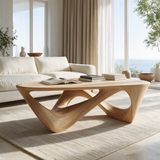 Zorynth Sculpted Solid Wood Coffee Table Natural Oak - Timberustic Coffee Table