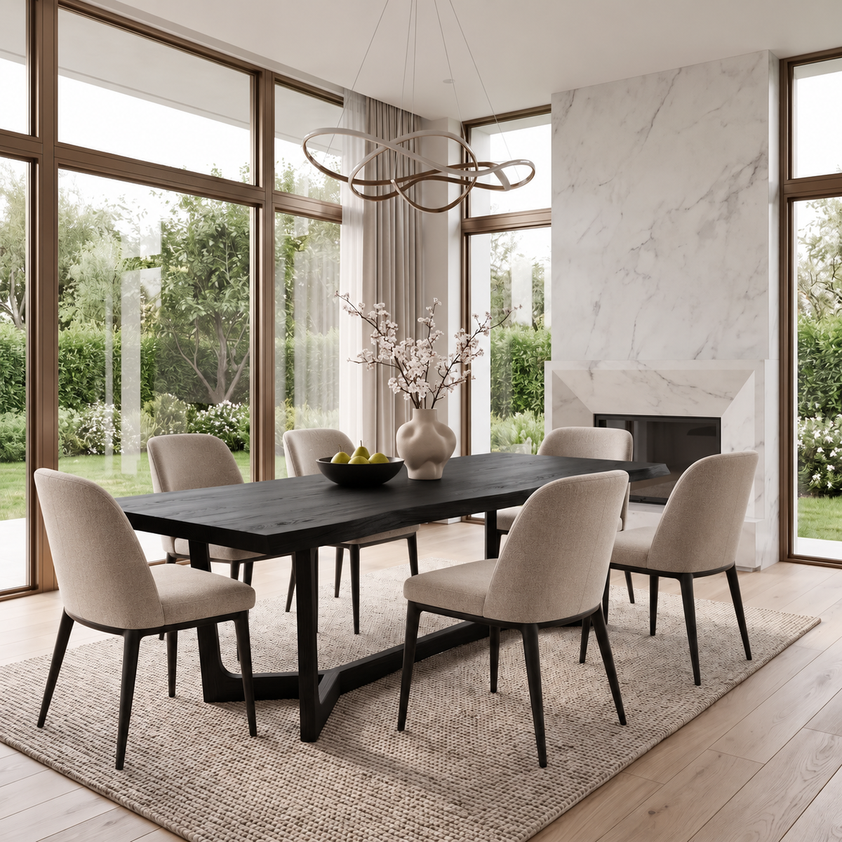 Aeladell Irregular Edge Handcrafted Dining Table Black - Timberustic Dining Table