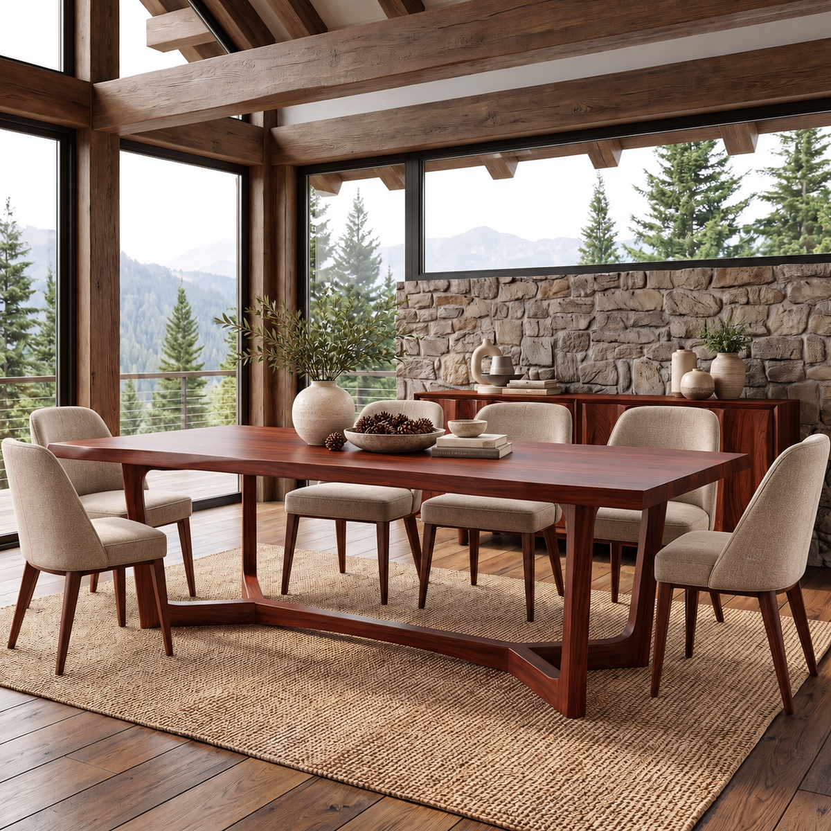 Aeladell Irregular Edge Handcrafted Dining Table Mahogany - Timberustic Dining Table