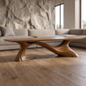 Aeladrin Flowing Sculpted-Base Handcrafted Coffee Table by Timberustic — Brown finish