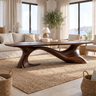 Aeladrin Flowing Sculpted-Base Handcrafted Coffee Table by Timberustic — Dark Walnut finish