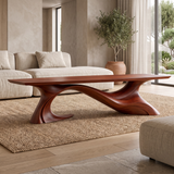 Aeladrin Flowing Sculpted-Base Handcrafted Coffee Table by Timberustic — Mahogany finish