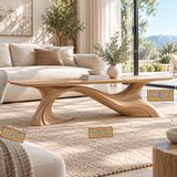 Aeladrin Flowing Sculpted-Base Handcrafted Coffee Table by Timberustic — product dimensions