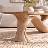 Aeladrin Flowing Sculpted-Base Handcrafted Coffee Table by Timberustic — solid wood detail