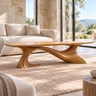 Aeladrin Flowing Sculpted-Base Handcrafted Coffee Table by Timberustic — Teak finish