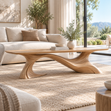 Aeladrin Flowing Sculpted-Base Handcrafted Coffee Table by Timberustic — overall product view