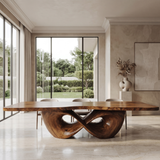 Aelalora Sculpted Infinity Base Handcrafted Dining Table Brown - Timberustic Dining Table