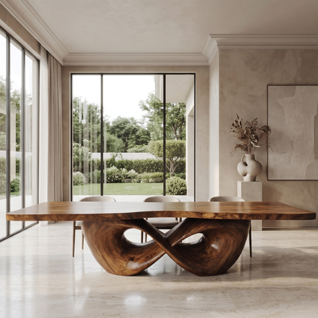 Aelalora Sculpted Infinity Base Handcrafted Dining Table Brown - Timberustic Dining Table