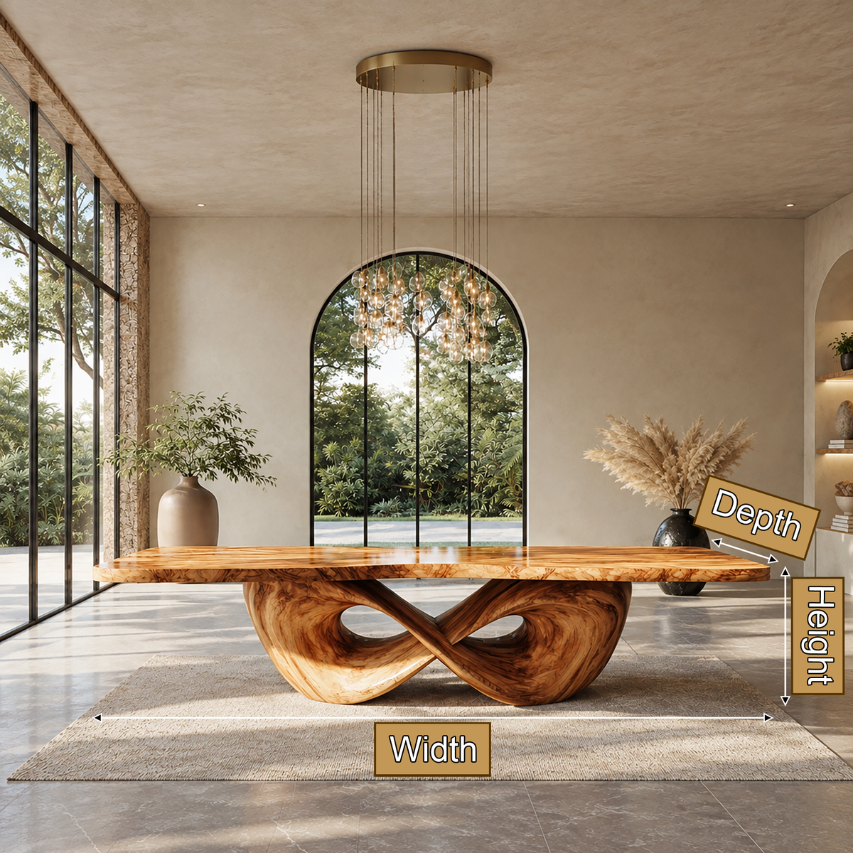 Aelalora Sculpted Infinity Base Handcrafted Dining Table - Timberustic Dining Table