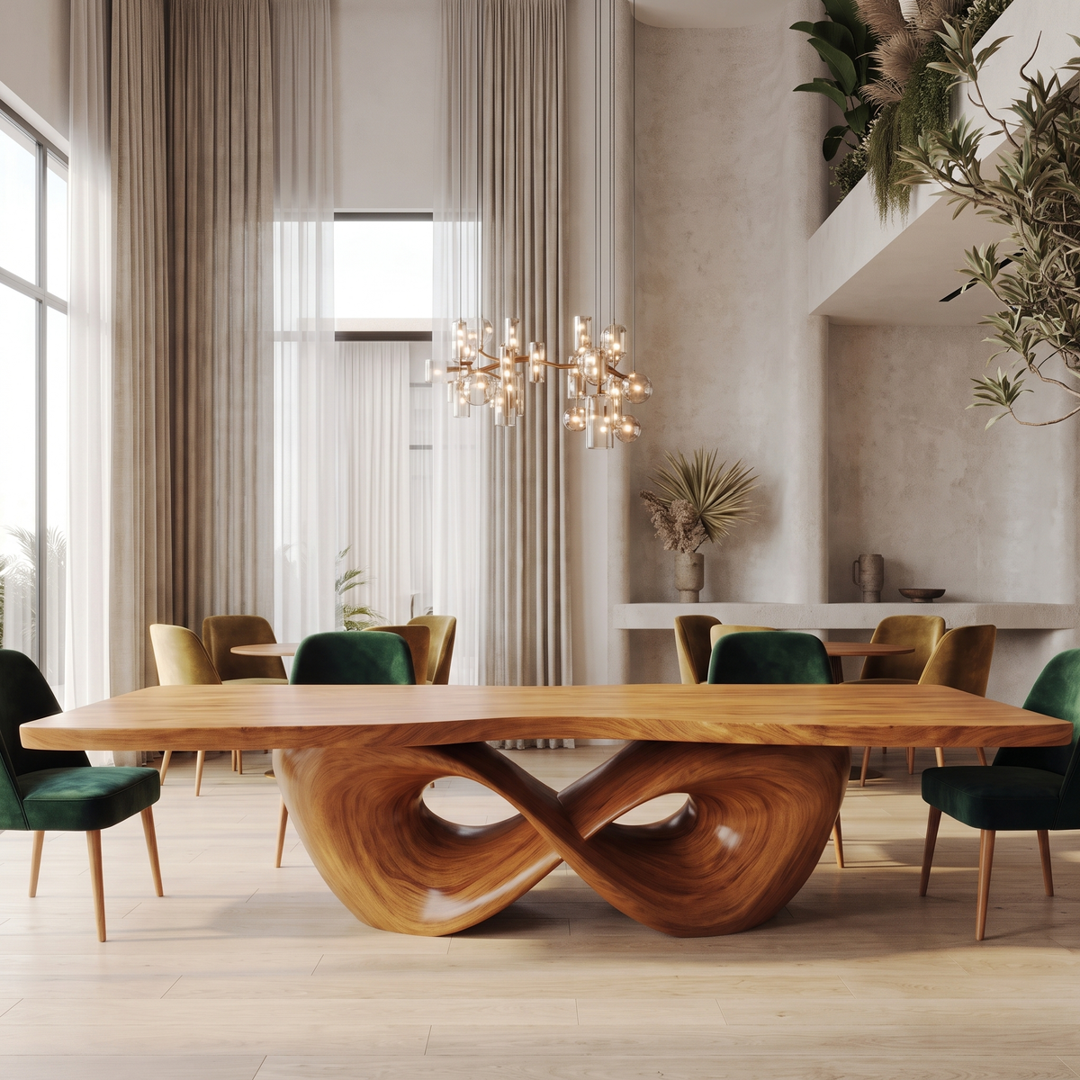 Aelalora Sculpted Infinity Base Handcrafted Dining Table Teak - Timberustic Dining Table