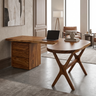 Aelarell Curved Return Handcrafted Desk With Drawers Brown - Timberustic Desk With Drawers