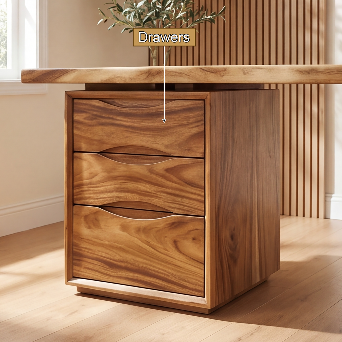 Aelarell Curved Return Handcrafted Desk With Drawers - Timberustic Desk With Drawers